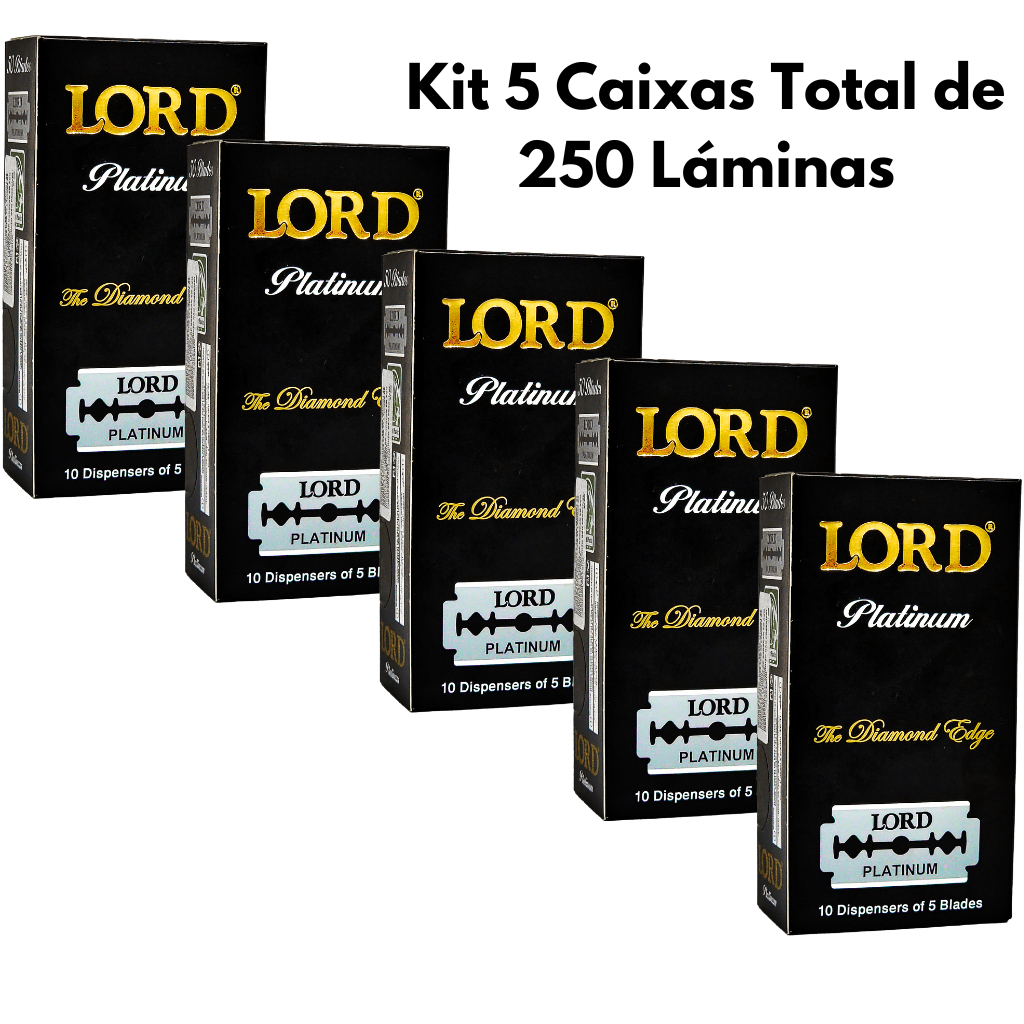 Lâmina de Barbear 250 unidades Inteiras - Lord Platinum Diamond - Caixa Preta