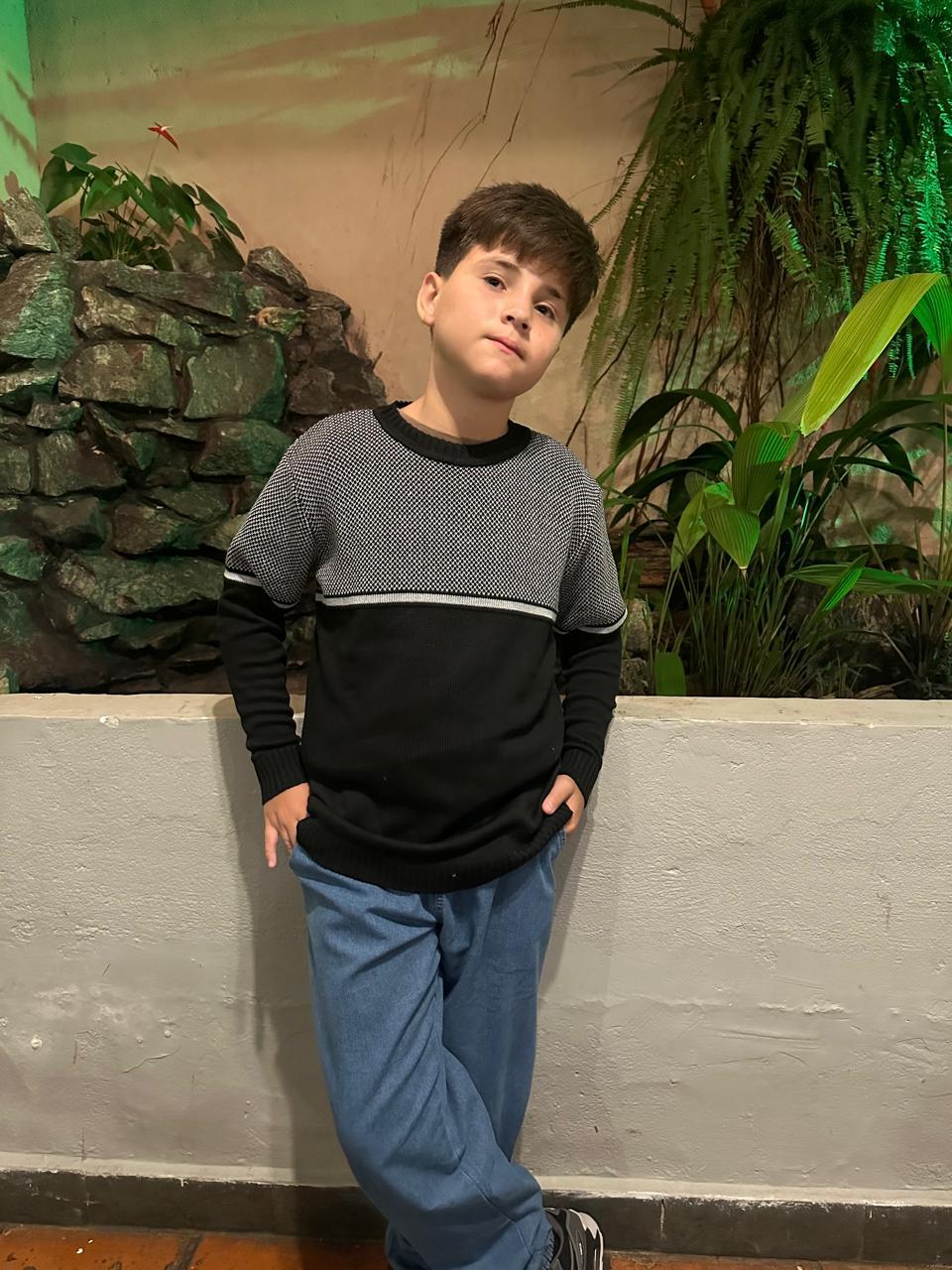 Blusa de Tricot Suéter Agasalho Masc 2 Cores Infanto Juvenil