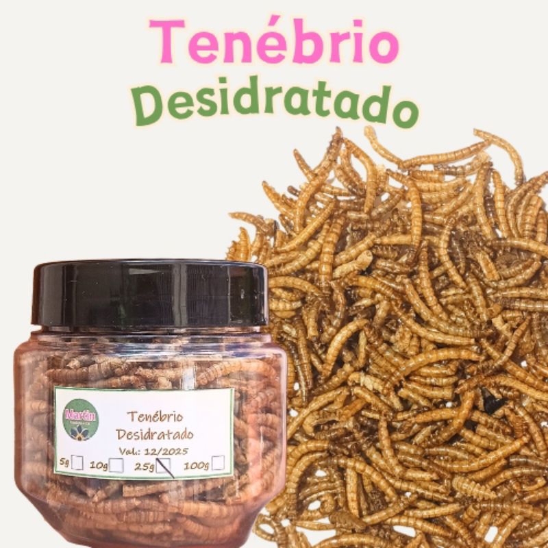 Tenébrio desidratado, petisco para aves, roedores, hamster, gerbil