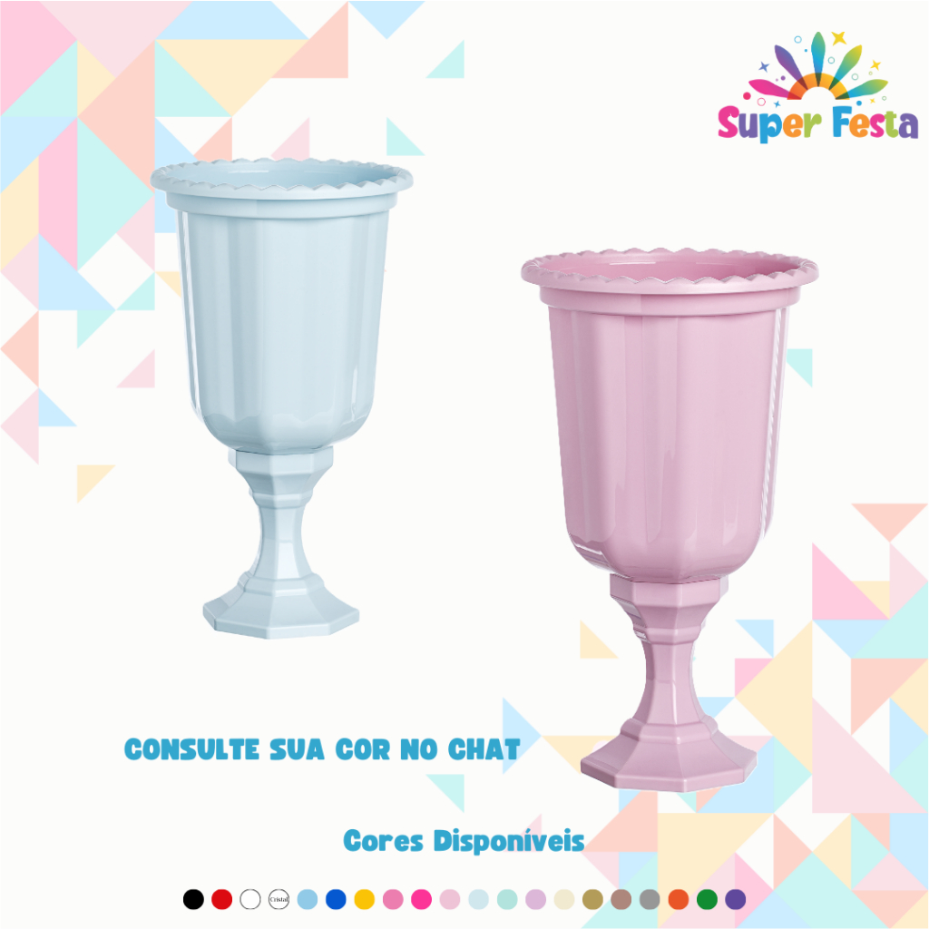 KIT COM 2 UNIDADES VASOS GREGO DECORATIVO LINHA DIAMANTE 850 ML - DIVERSAS CORES