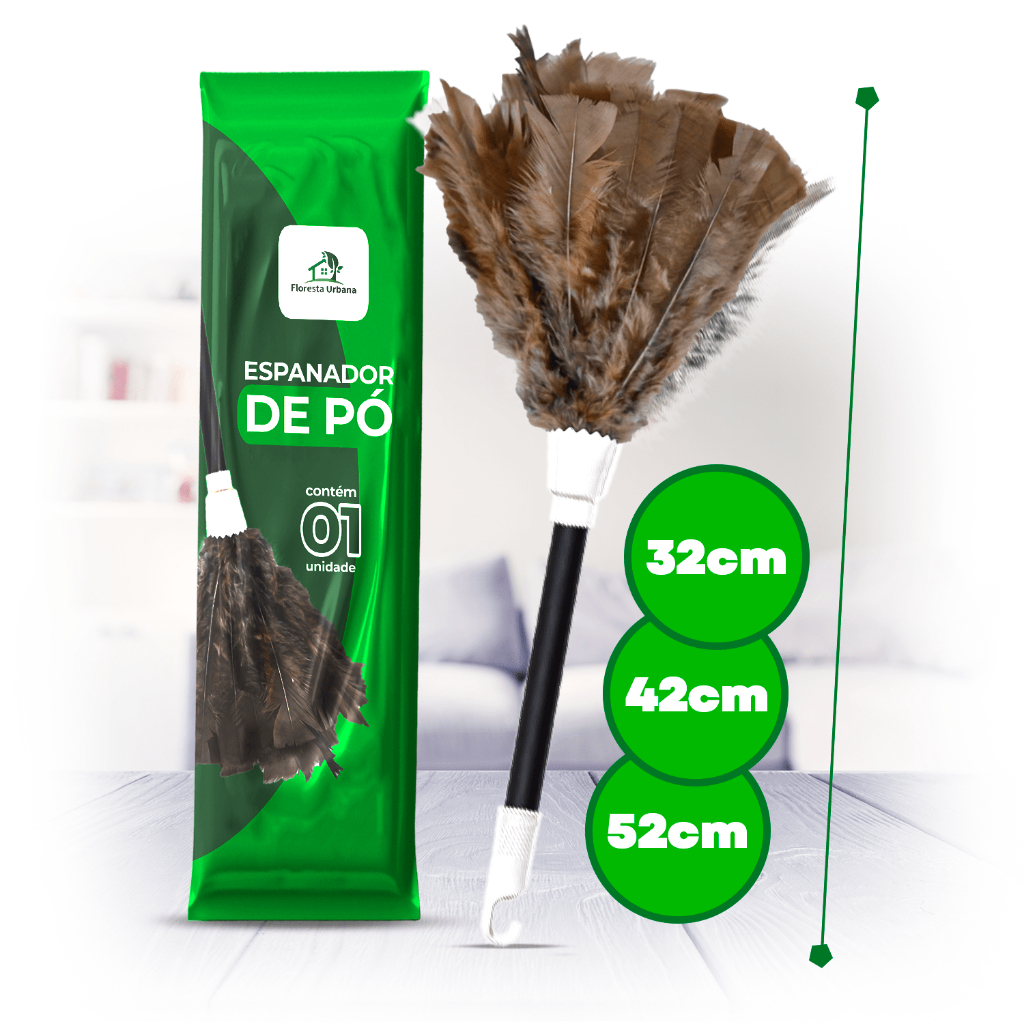Espanador De Pó Pena de Peru Natural 32cm 42cm 52cm Limpeza Faxina