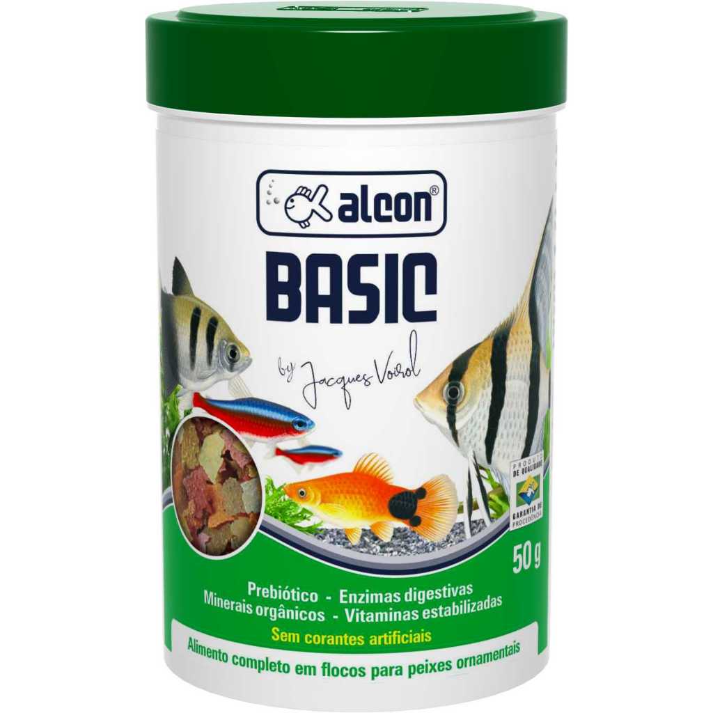 Alcon Basic 50 g  - Ração Todos Peixes Flocos - Ração Peixes 10 g ou 20 g