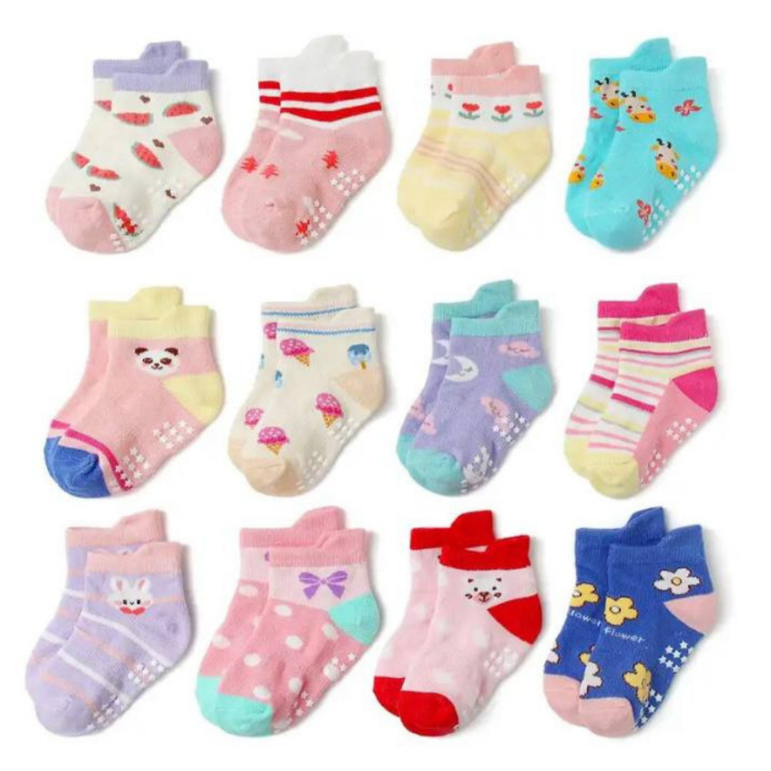 Kit Meias infantil Bebê c/ Antiderrapante 0 a 12 meses