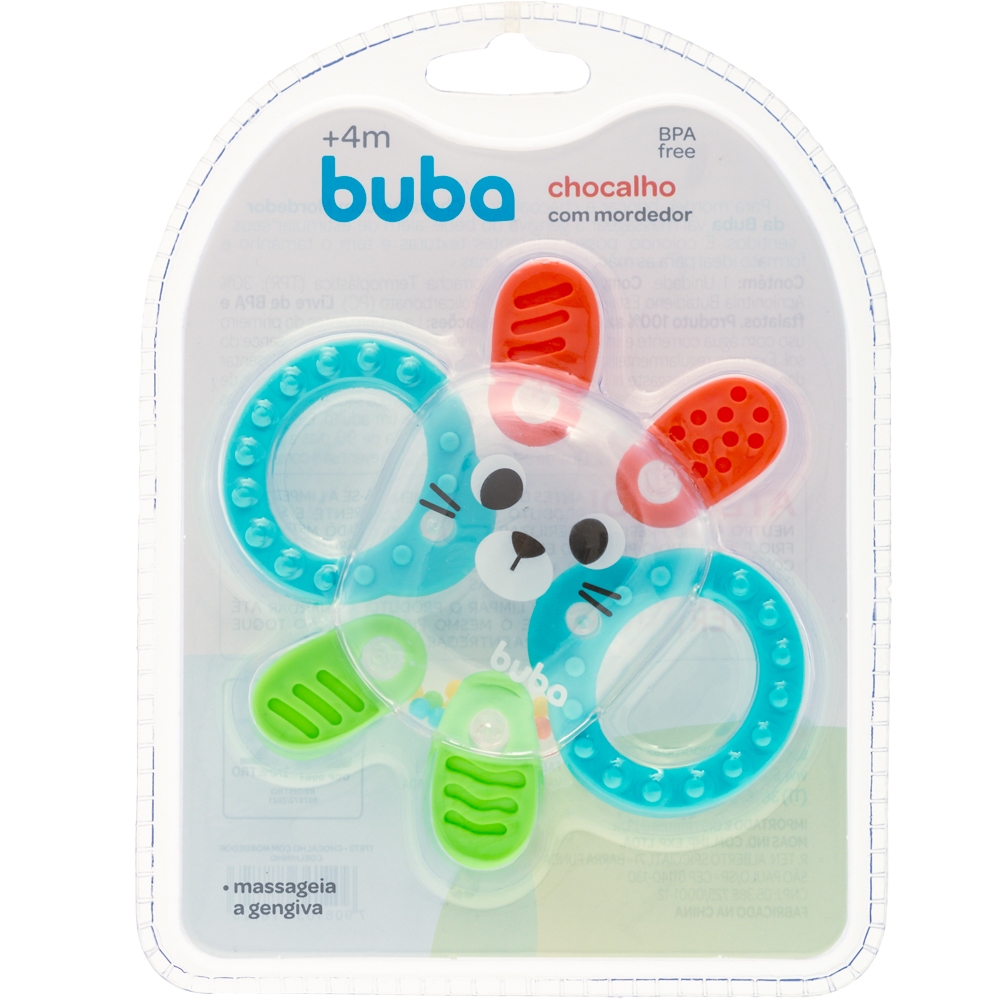 Mordedor Com Chocalho De Coelhinho Divertido Multi Texturas Com Silicone 17872 - Buba