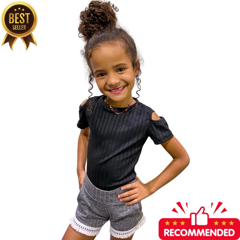 Blusa Menina Infantil Blogueira Diva Detalhe Manga