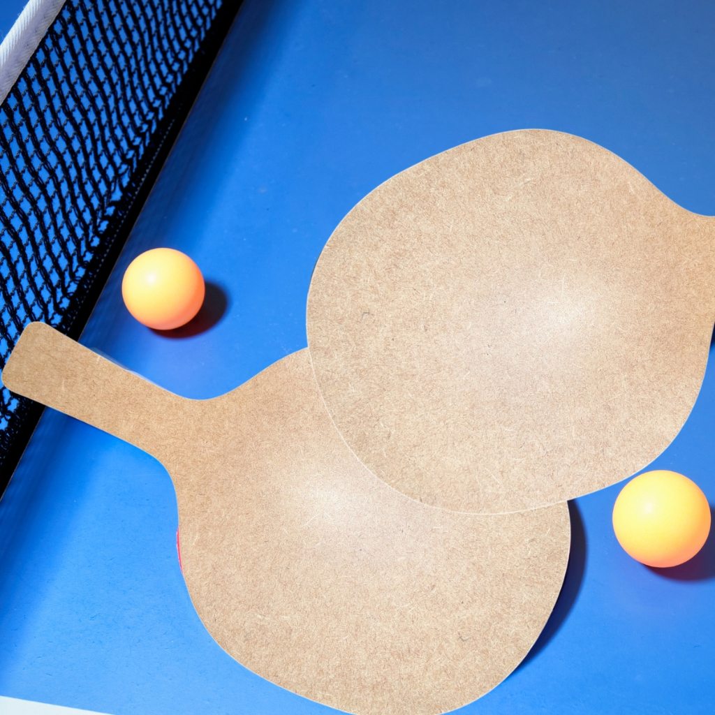 Kit 10 Pares Raquetes Ping Pong MDF Cru Lembrancinha Brinde