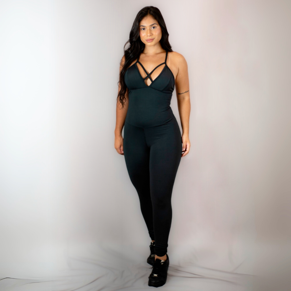 Macacão Fitness Feminino Empina Bumbum Decote Strappy