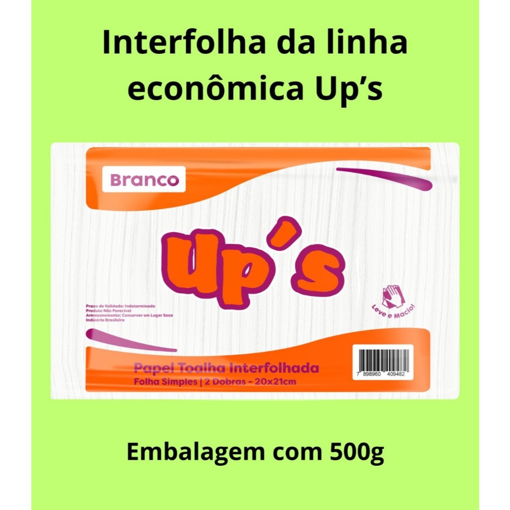 Papel Interfolha- Toalha Interfolhado Branco UP's - 20x21 -500G