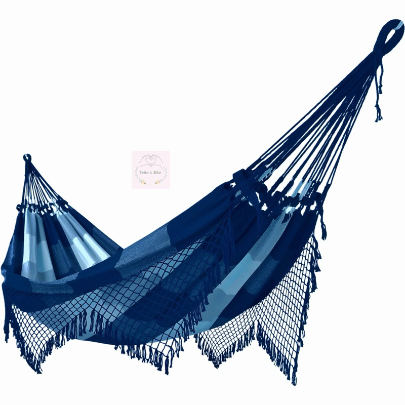 REDE DE DESCANSO CASAL GRANDE XADREZ QUADRICULADA AZUL COM AZUL
