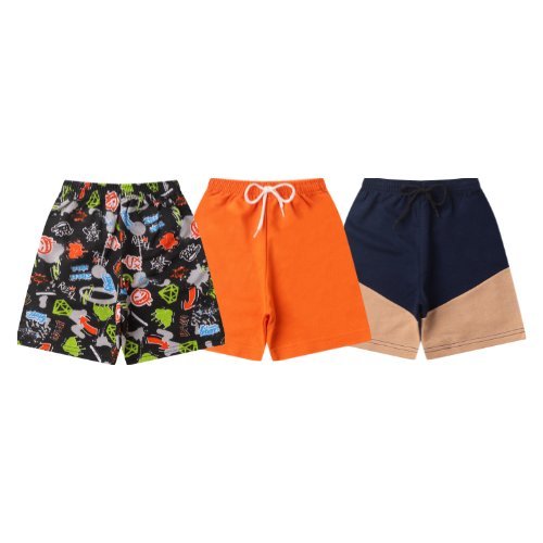 Kit 3 Peças Bermudas Para Meninos c/ Cores e Estampas Sortidas Infantil Masculino Tamanho 1 ao 14