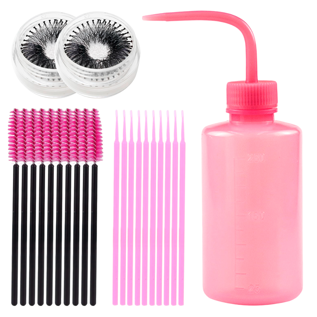 Kit Lash Designer Profissional Iniciante Extensão Pisseta Cílios Tufinho Escovinha Microbrush