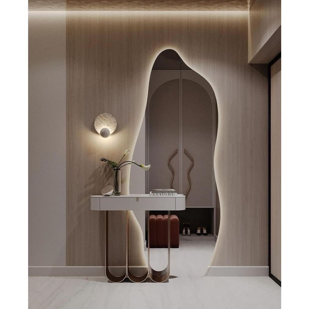 Espelho Orgânico 120X50 Lapidado Moderno Grande Forms C/ LED PILHAS QUENTE (FORM)
