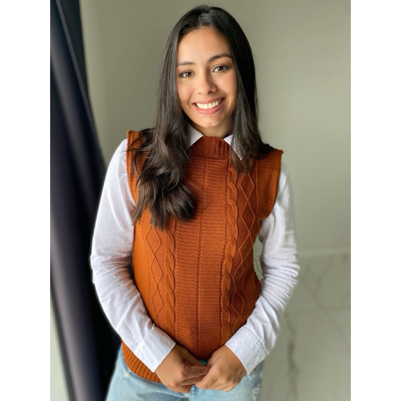 Colete Tricot Trança gola alta sobre posição max colete moda feminina regata tricô blogueira inverno