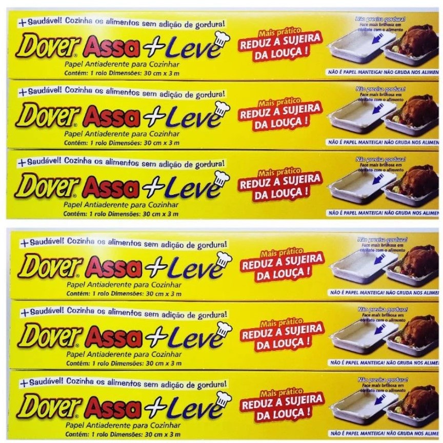 Papel Antiaderente Dover Assa + Leve 30cm X 3m Kit 6 Rolos