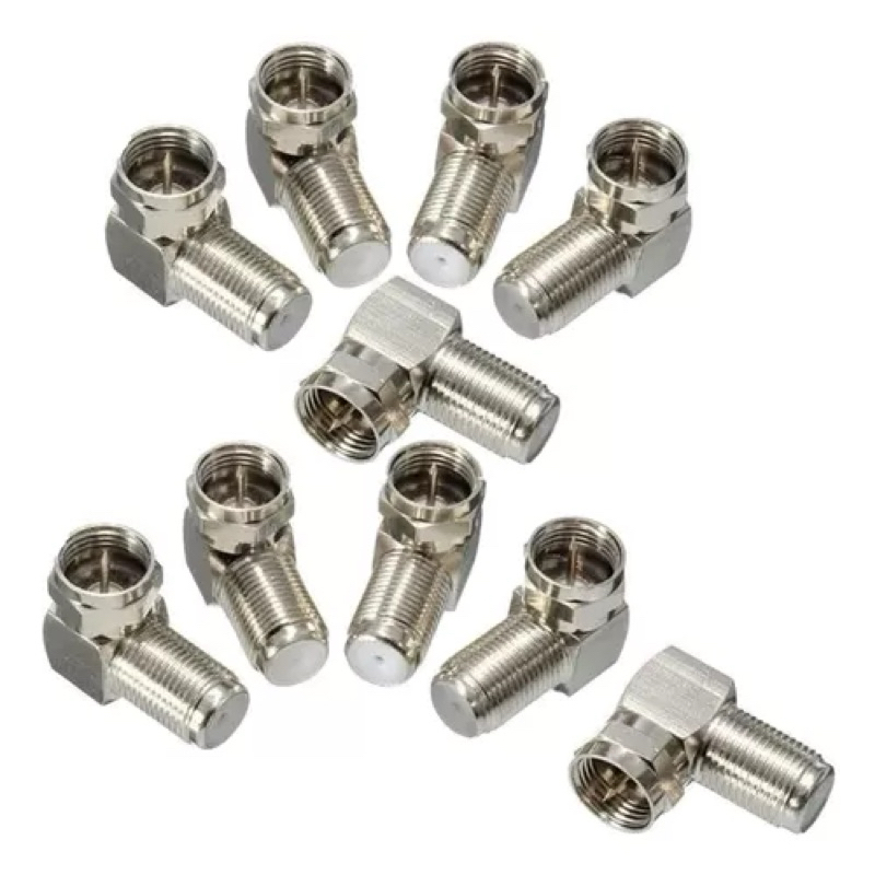10 Uni Emenda F 90 Graus L Macho/ Femea P/ Coaxial Rg-6/59
