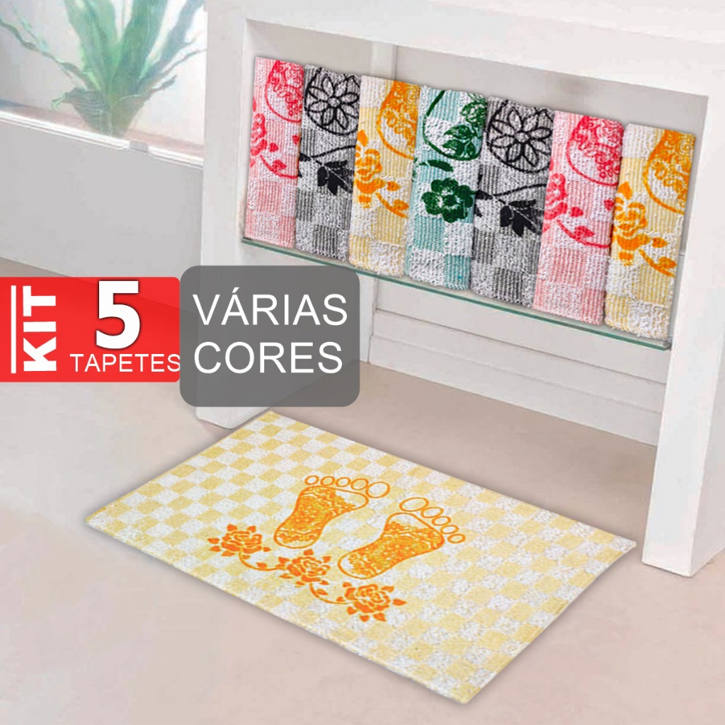 Kit 5 Tapete Banheiro Grande Toalha De Piso Atoalhado Pezinho 5 Unidades 40x60 CM