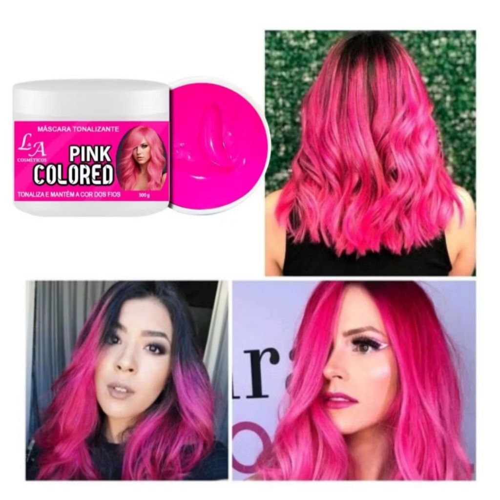 Tonalizante tinta rosa pink cabelos coloridos para crianças e adultos sem amônia