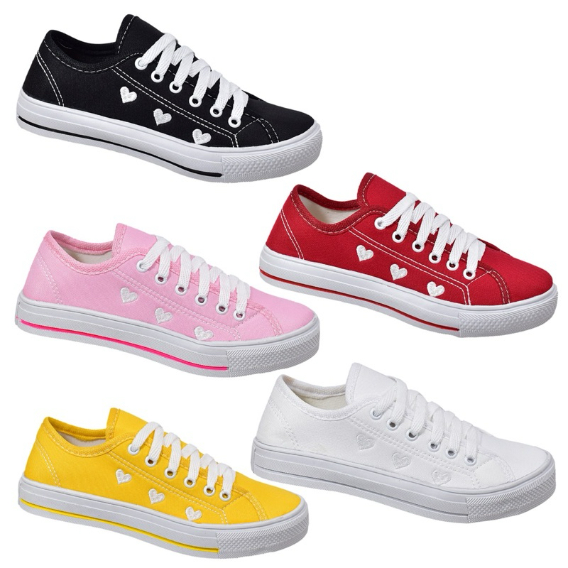 Tênis Sapatênis Casual Feminino Lançamento Detalhe Coração Moda Básico