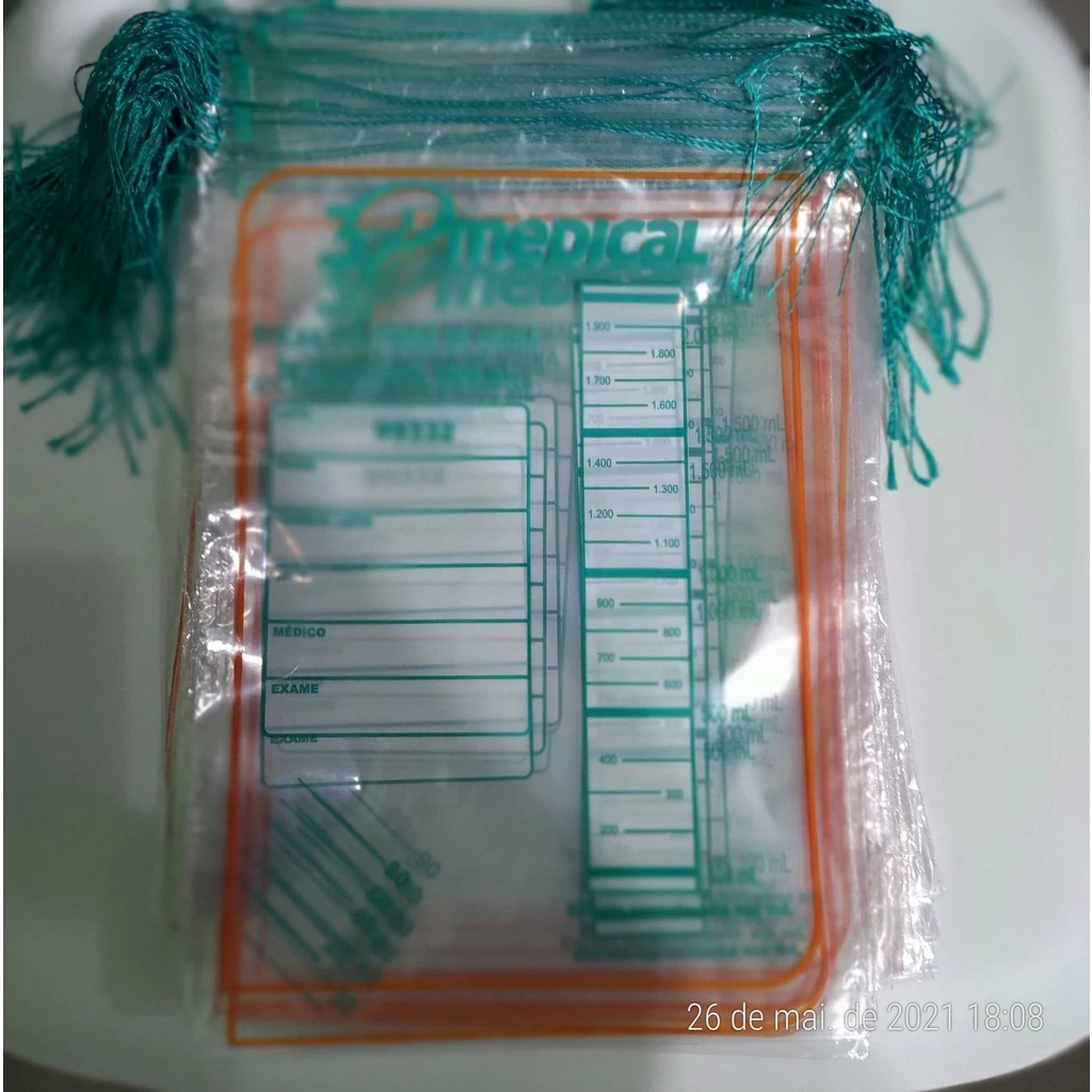 Bolsa Coletora De Urina Sistema Aberto Tipo Saco 2L Com Barbante 100 Unidades - 3P Medical