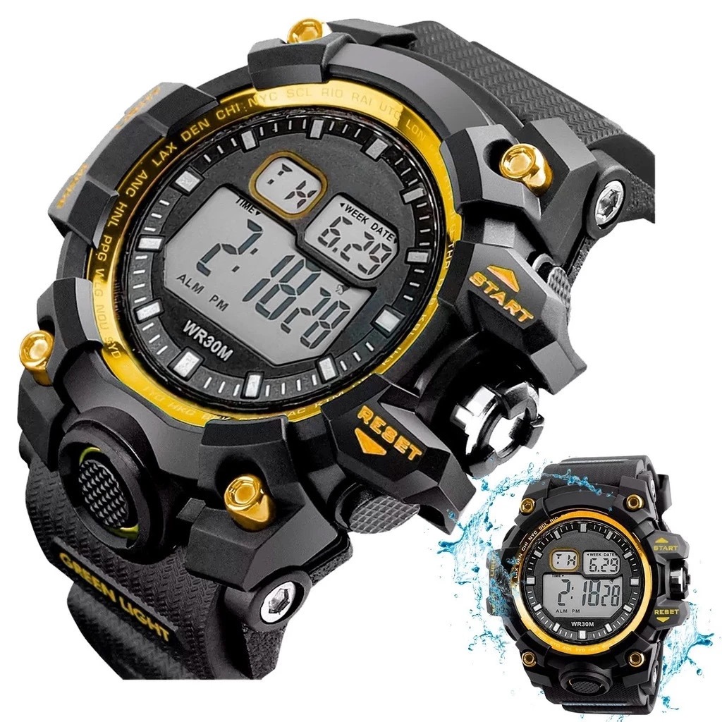 Relógio esportivo eletrônico à prova d'água para homens, presente para negócios, esportes e lazer