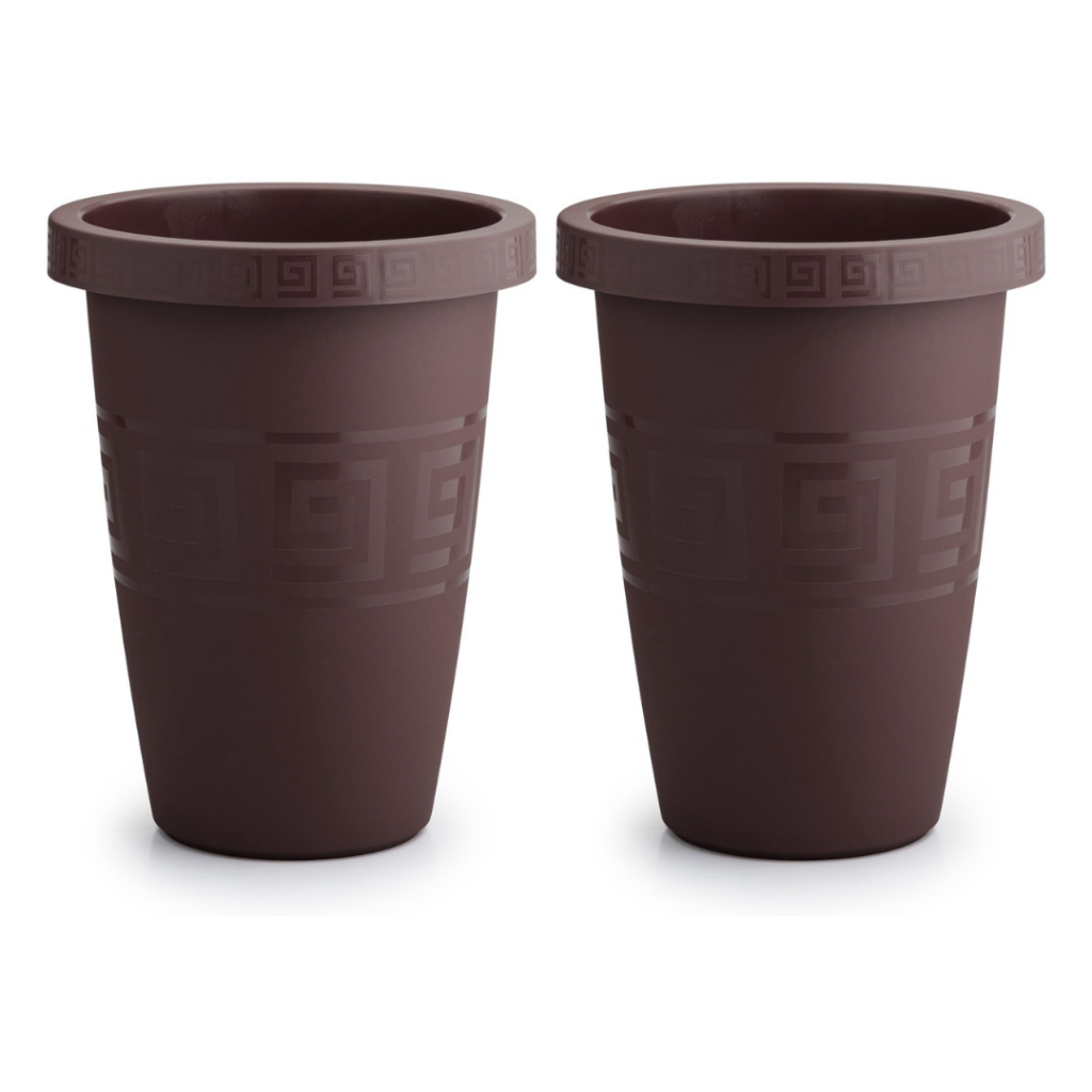 Kit 2 Vasos Redondos Coluna 32 Litros Reforçado Decorativo Jardim Para Plantas e Decoração