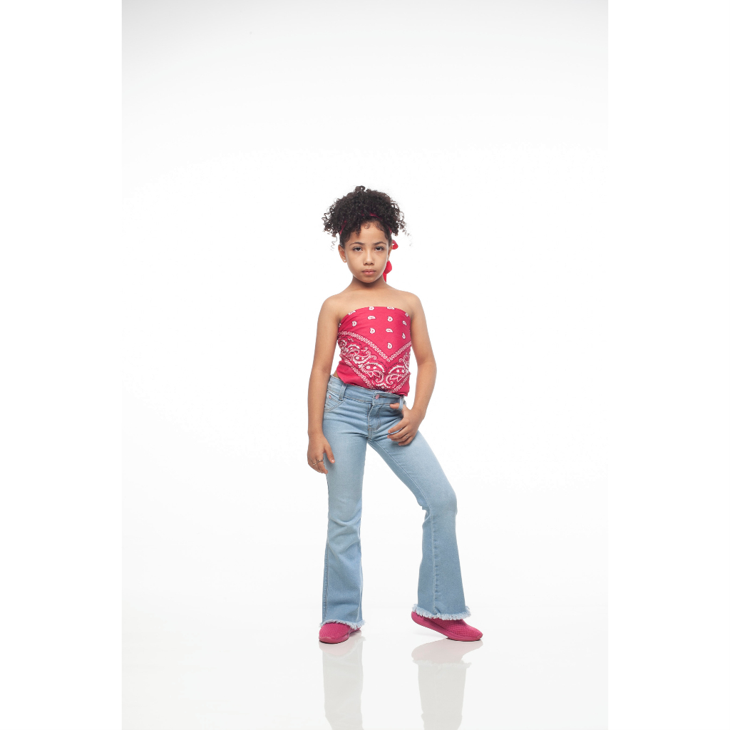 Calça feminina Jeans Bailarina,Flere,calça menina veste muito bem com ajuste roupa infantil menina