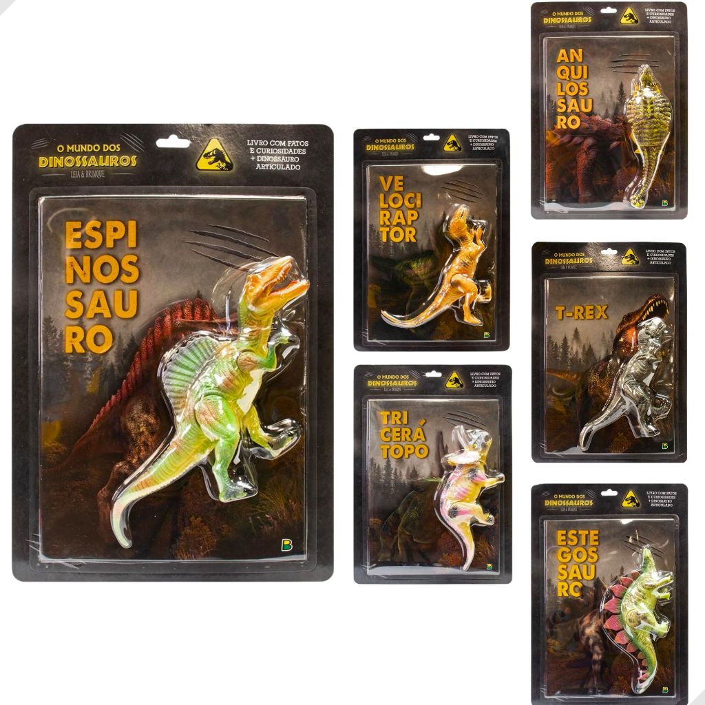 Brinquedo Dinossauro Livro T-Rex Velociraptor Espinossauro Anquilossauro Estegossauro Triceratopo