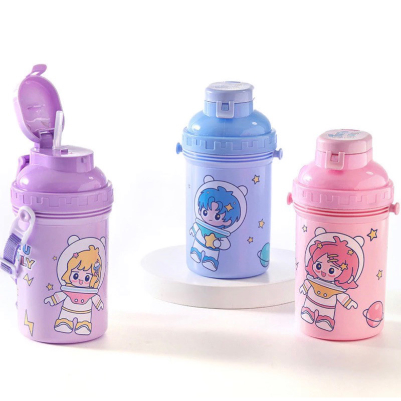 Garrafinha Infantil de Agua ou Kit Lancheira Garrafa 500ml e Marmita com 2 talheres Retangular Marmitinha Lanche Escolar