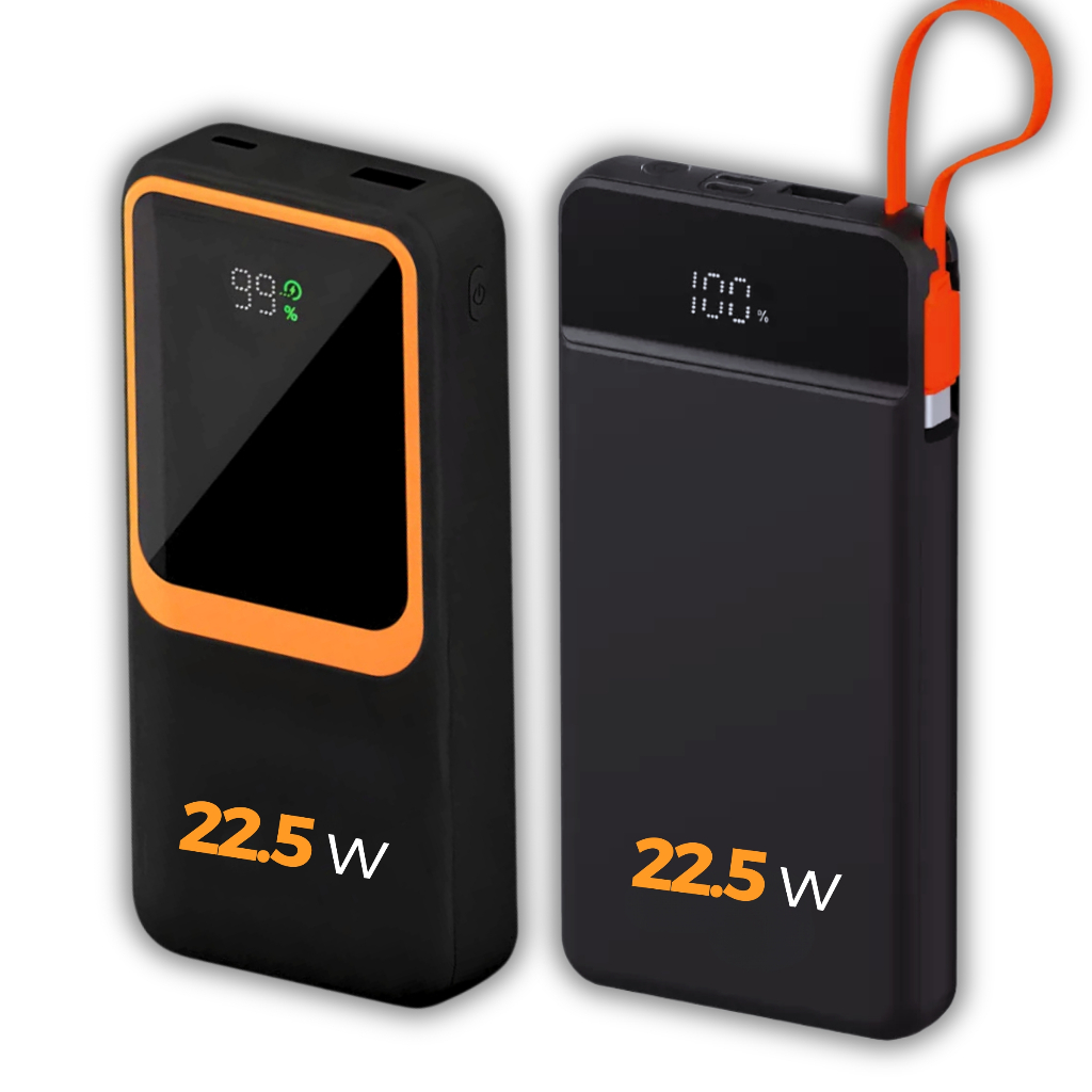 Carregador Portátil (Power Bank) 20000Mah Turbo 22.5w Carregamento Ultra Rápido PD Visor Led com 2 Saídas Android e IOS