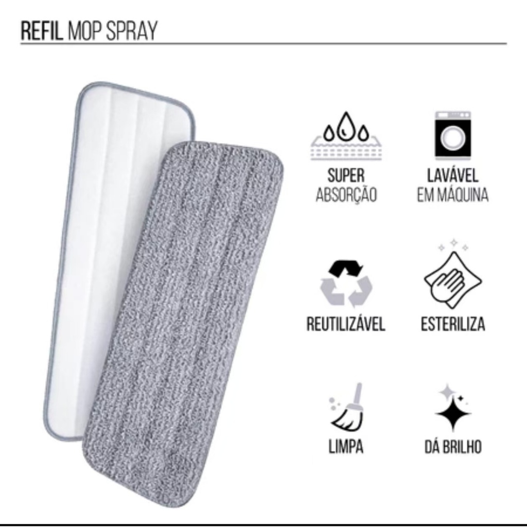 Refil  Reposição Para Mop Spray  Universal Pano Microfibra