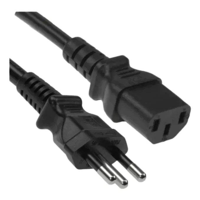Cabo De Força Energia Tripolar P/ Fonte Monitor Pc Padrão Br 1,5 INMETRO // Cabo Força Energia Tripolar 3 Pinos Tipo Fon