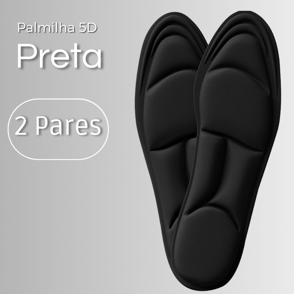 Palmilhas 5D Viscoelástica 2 Pares Para Sapatos - Almofadada  Esportivas Confortável Respirável Expedição