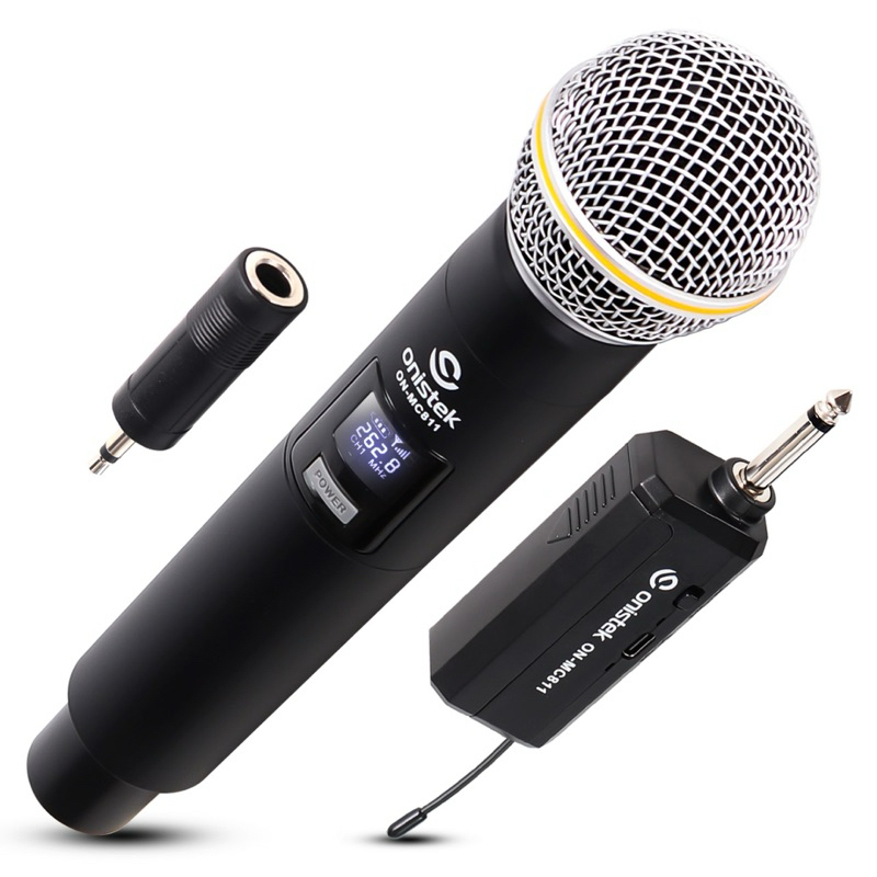 Microfone Sem Fio Profissional Recarregável Display Digital P10/ P2 Karaokê Eventos Musicas Igrejas