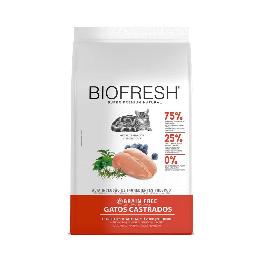 Ração Biofresh Gatos Castrados Sabor Frango 7,5kg