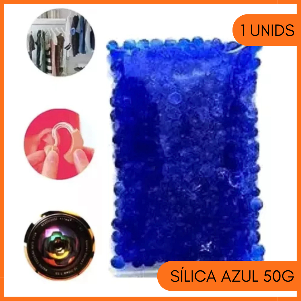 Silica Gel Azul 50g Desumidificador Aparelho Auditivo Cola Cílios 1 Sachê