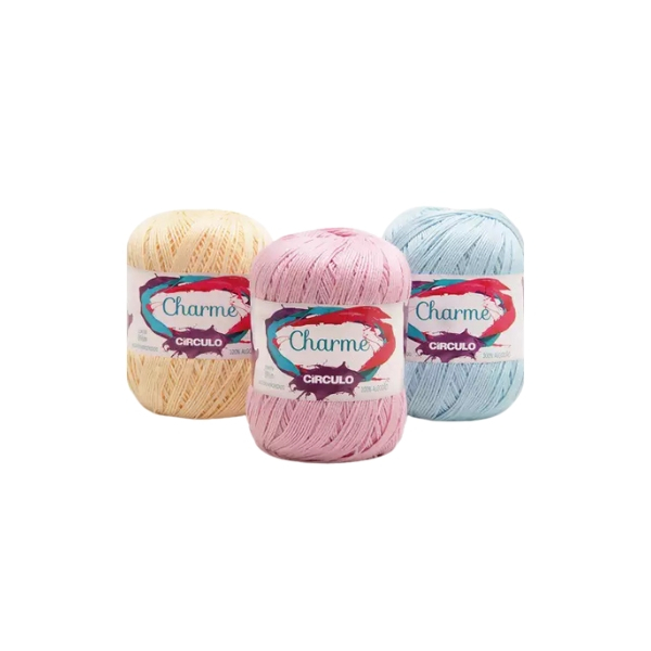 Fio Linha Charme Círculo 396m 150g | 100% Algodão Mercerizado para Crochê, Tricô e Amigurumi | Cores Lisas e Multicolor