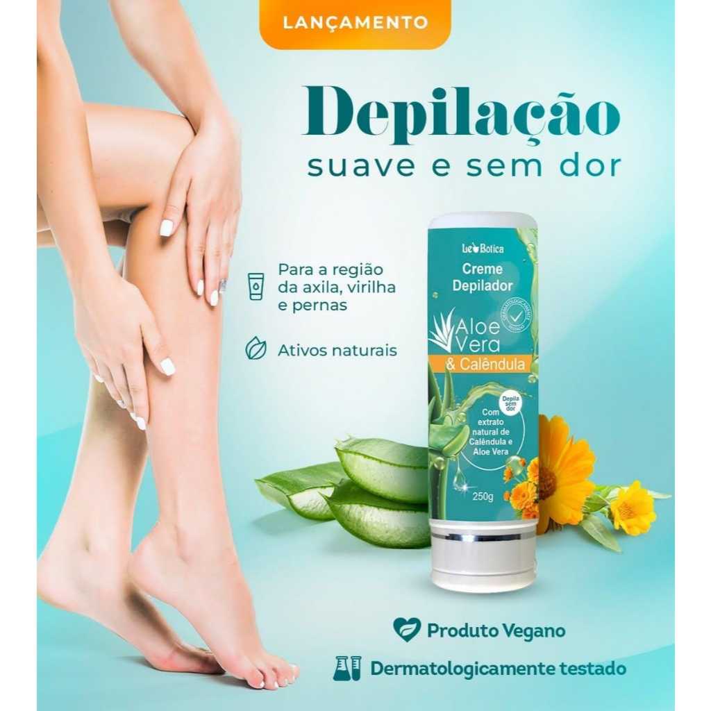 Creme Depilador com Aloe Vera e Caledula lucys Depila Sem Dor
