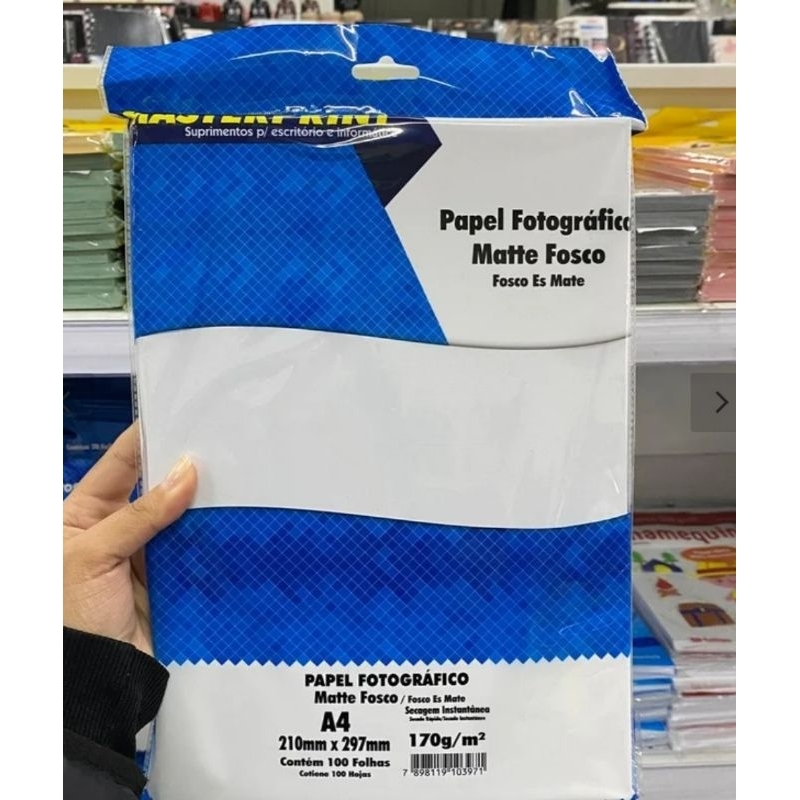 Papel Foto Masterprint Matte Fosco 170 Gramas C/100 Folhas.