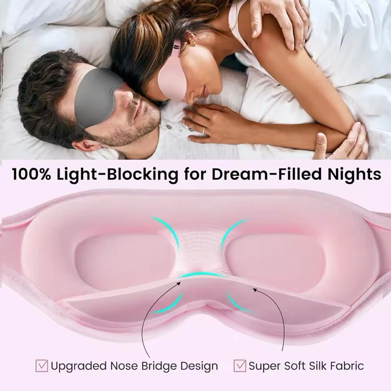 Máscara de dormir 3D máscara para dormir 100% bloqueio de luz com alça ajustável venda noturna