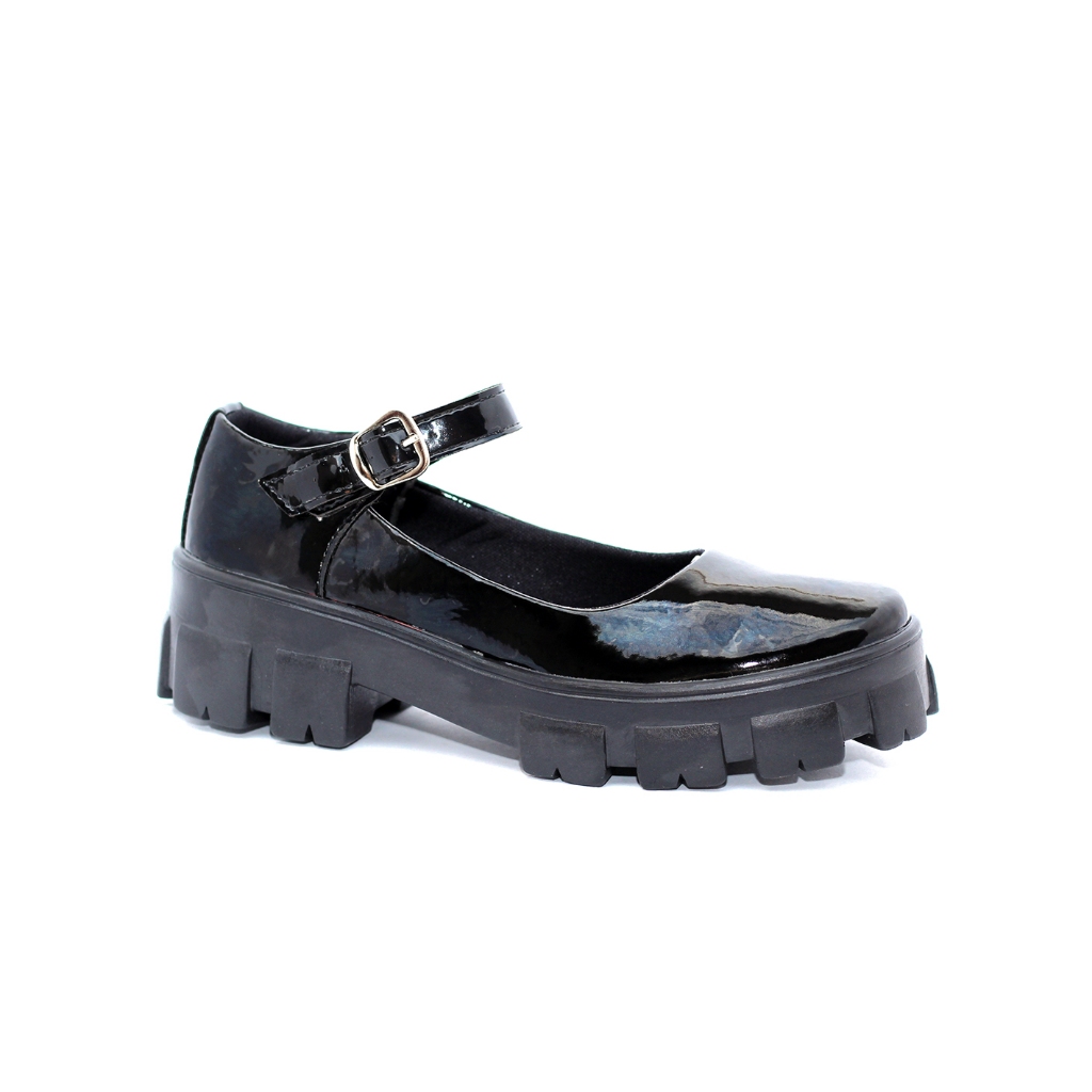 Sapato Mary Jane Feminino Solado Tratorado com Fivela Ajustável