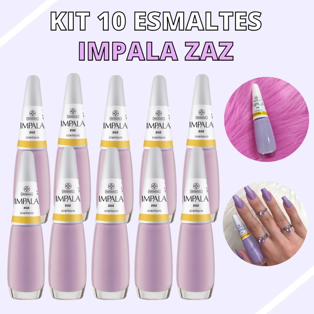 Kit Esmaltes Impala Zaz Lilás Roxinho p/ Madrinhas Lavanda Tons Claros Cremoso