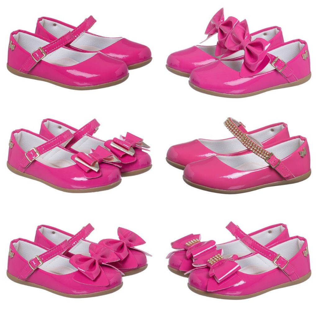 Sapatilha Sandália Infantil Menina Verniz Modelos Blogueirinha Pink Rosa Shock - 20 ao 34