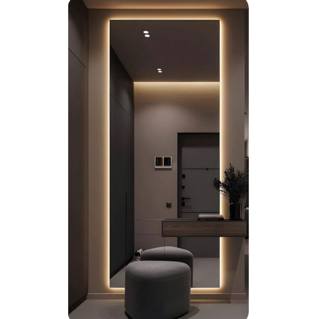 Espelho Retangular Corpo Inteiro120X60CM Lapidado Corpo Inteiro Belo C/LED PILHAS QUENTE (RETANGULAR)