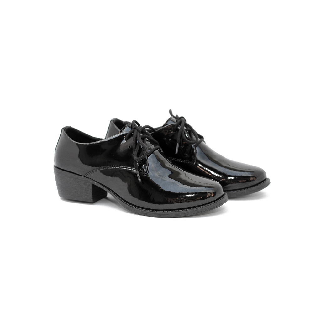 Sapato Mocassim Oxford Salto Baixo do Bico Fino Arredondado
