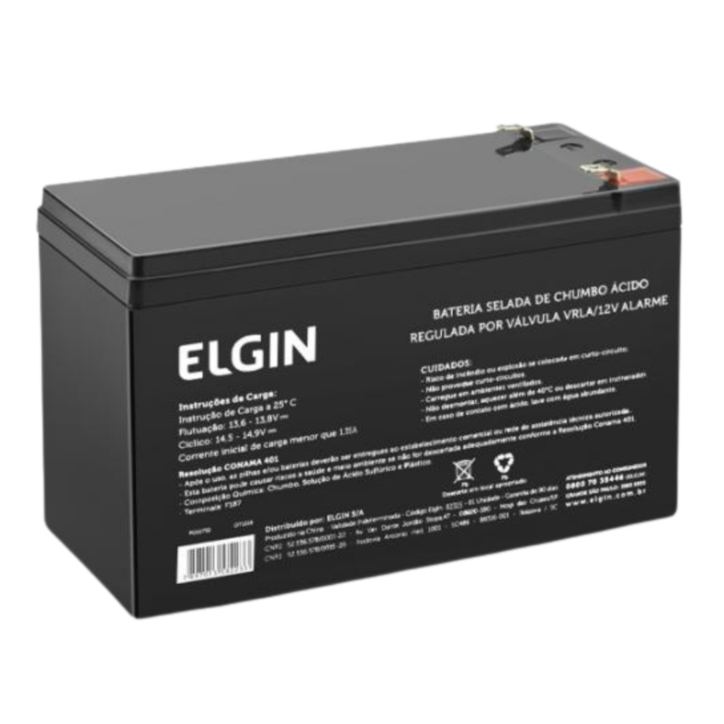 Bateria Selada de Chumbo 12V Alarme VRLA Para Nobreak Alarmes Elgin