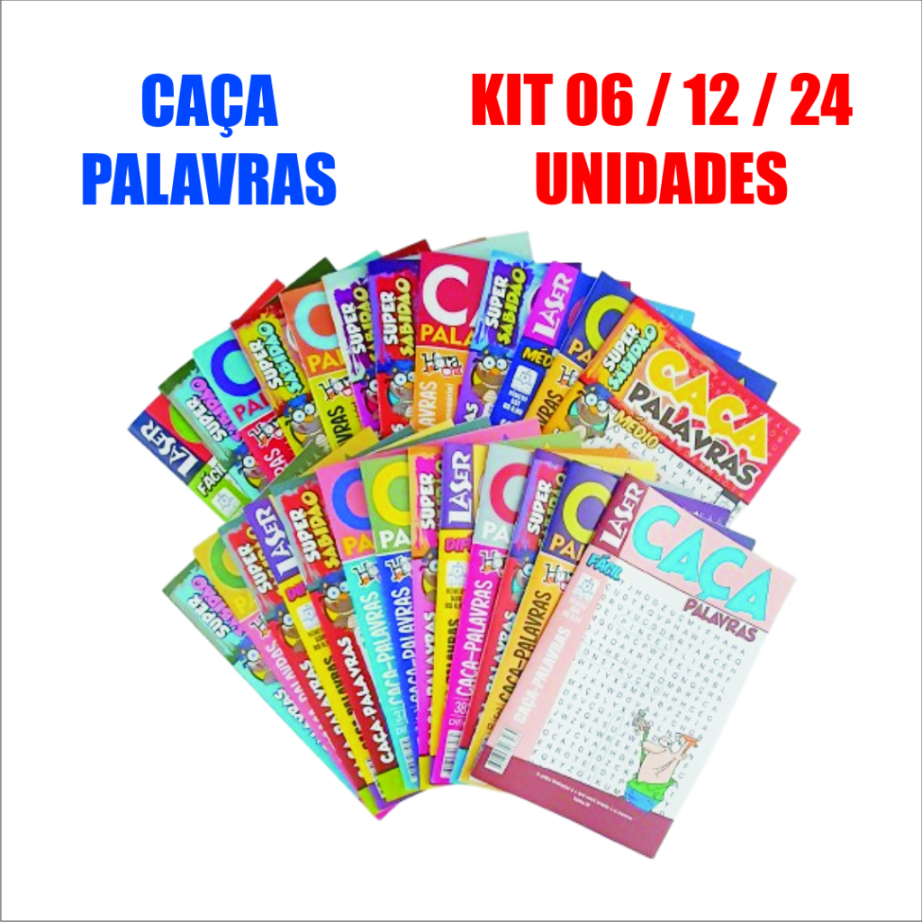Kit com 06 / 12 / 24 - Revistas Passatempo - Caça Palavras Sortidas