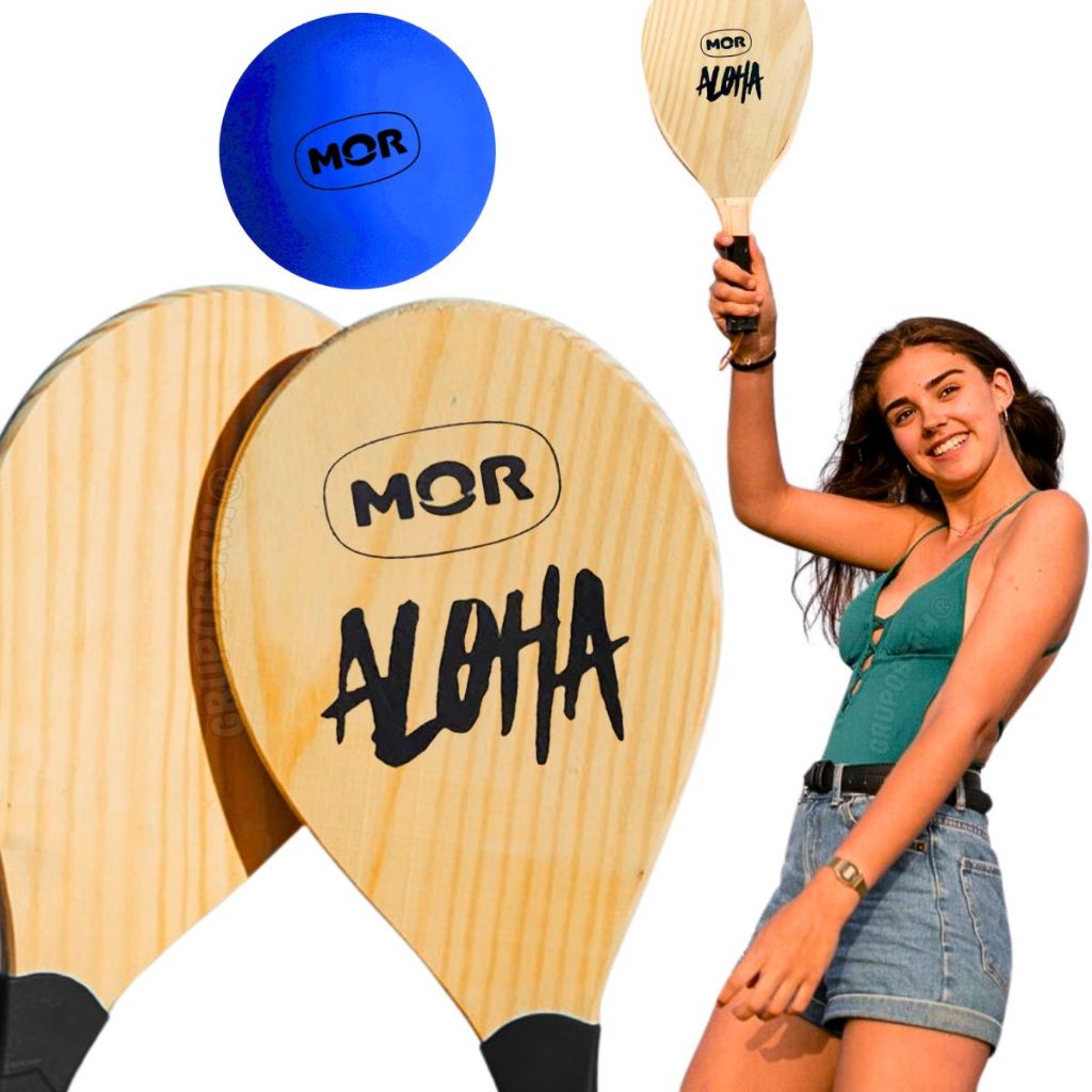 Kit frescobol mor raquete de madeira com cabo revestido tenis de praia beach tennis bolinha borracha