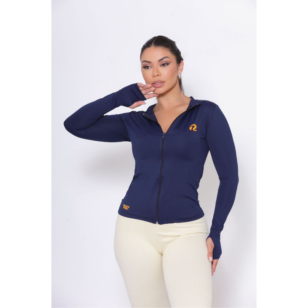 CAMISETA BLUSA TERMICA FEMININA -  FPU-50+ MANGA LONGA Tecido Gelado Macio Proteção UV Solar Zíper