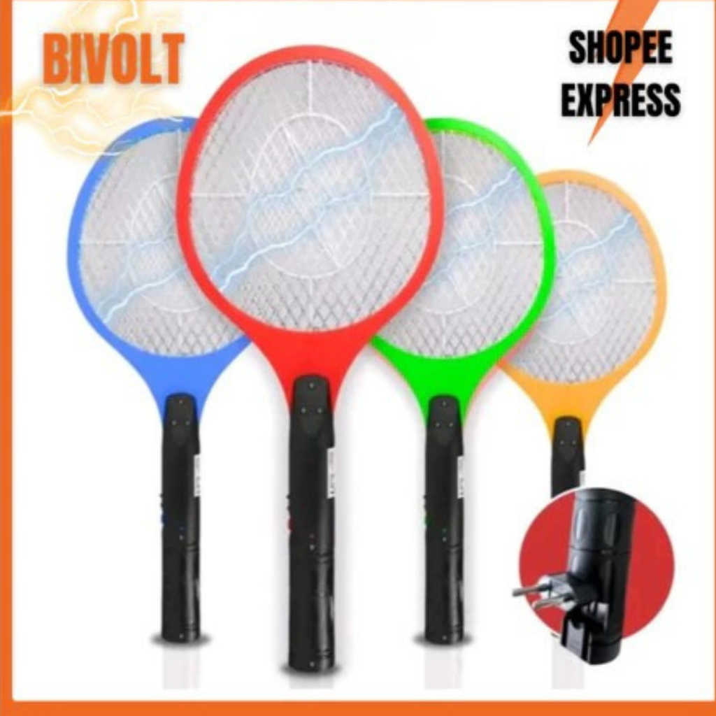 Raquete Elétrica Recarregável Bivolt 110V 220V Mata Mosquitos CORES SORTIDAS