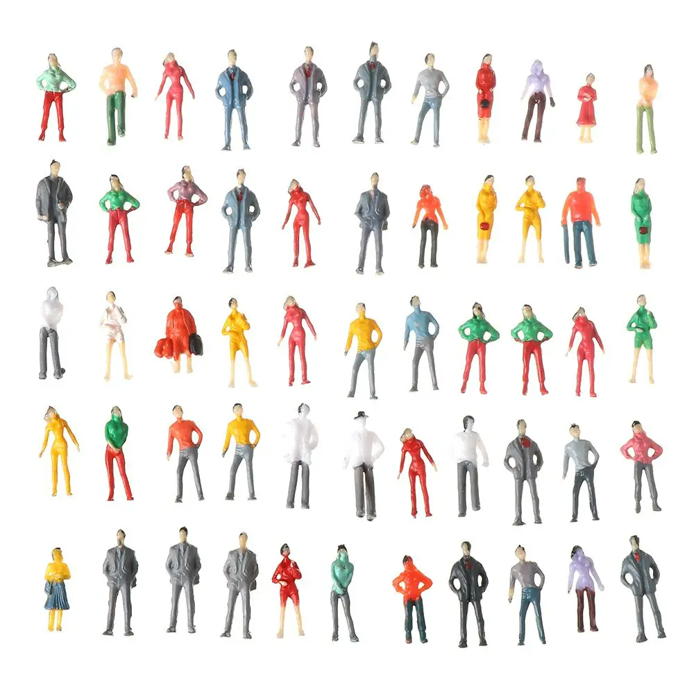 Kit 50 Miniaturas Pessoas Humanos Escala Ho - 1:100 Maquete